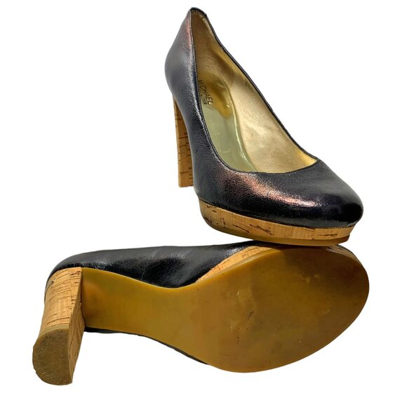 MICHAEL Michael Kors Nash Black Leather Cork Platform Pumps - Picture 9 of 11